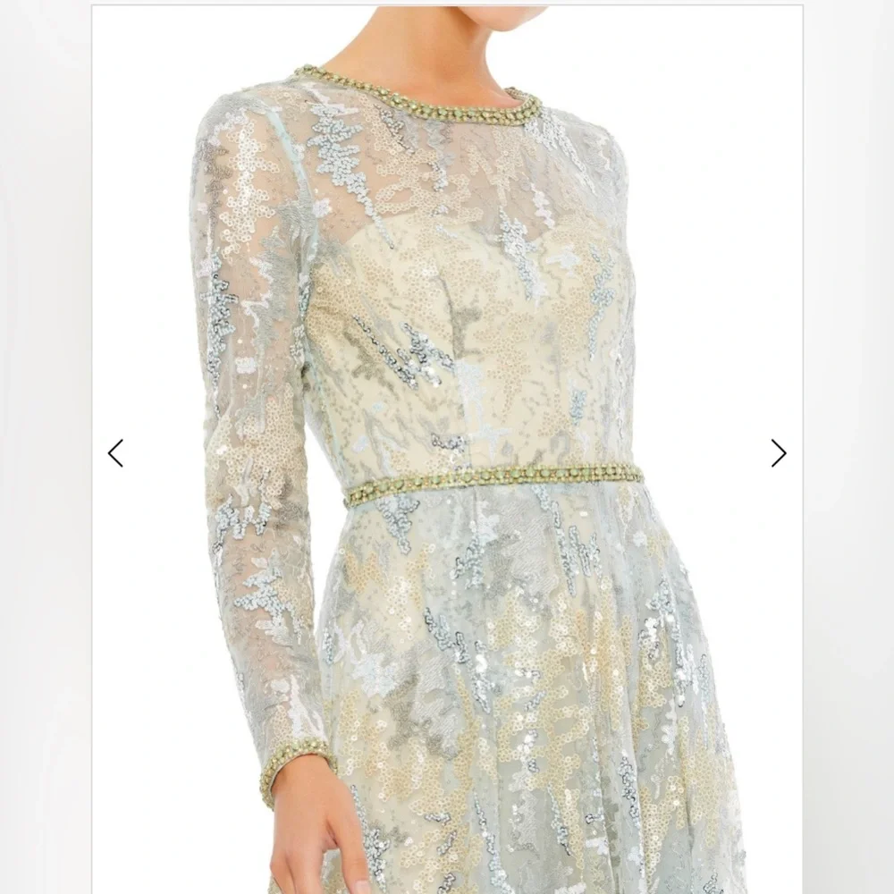 Long sleeve embellished mesh gown - Picture 3 of 3